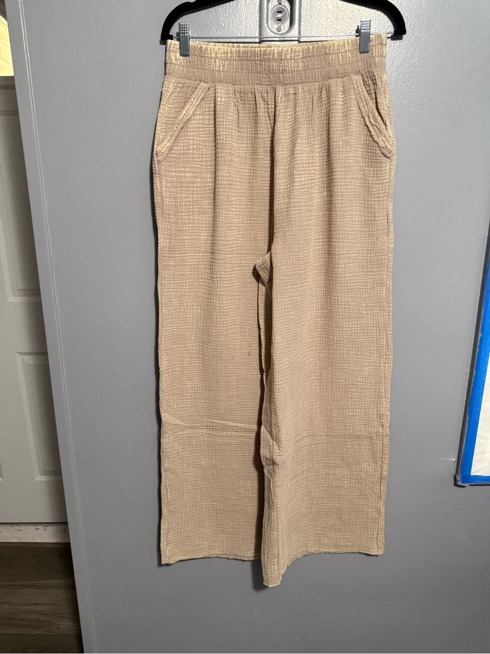 Zenana Acid Wash Ash Mocha Cotton Gauze Wide-Leg Pant Set - Top & Bottom - Picture 8 of 9